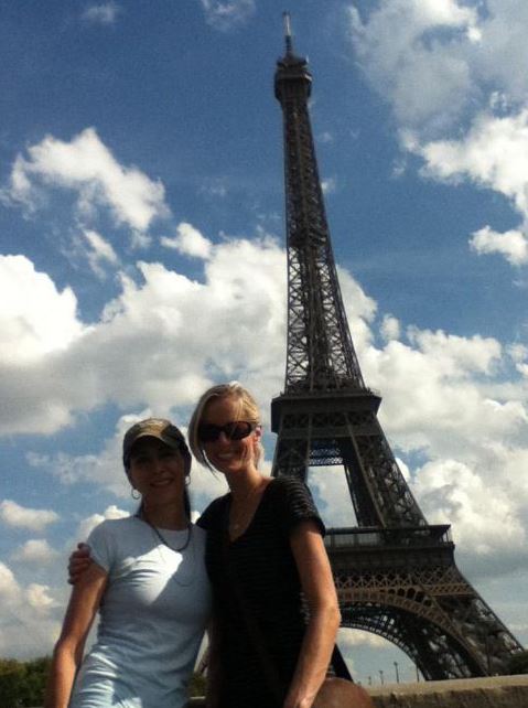Stephanie Miller with Lisa Bendre in Paris.